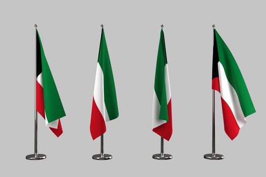 Kuwait indoor flags isolate on white background