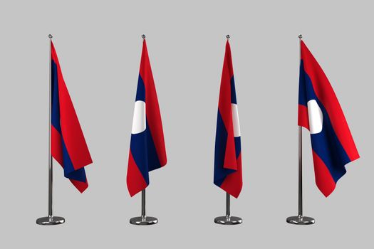 Laos indoor flags isolate on white background