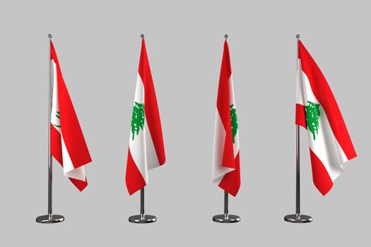 Lebanon indoor flags isolate on white background