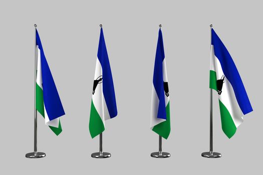Lesotho indoor flags isolate on white background