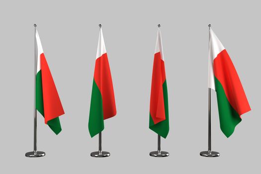 madagascar  indoor flags isolate on white background