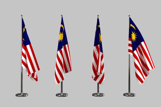 Malaysia indoor flags isolate on white background
