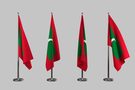 Maldives indoor flags isolate on white background