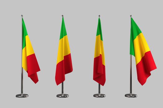 Mali indoor flags isolate on white background