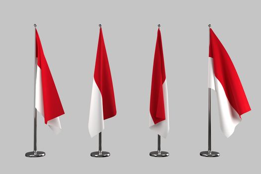 Monaco indoor flags isolate on white background