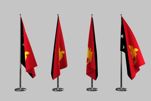 Papua new Guinea indoor flags isolate on white background