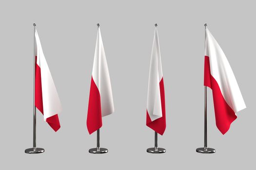 Poland indoor flags isolate on white background