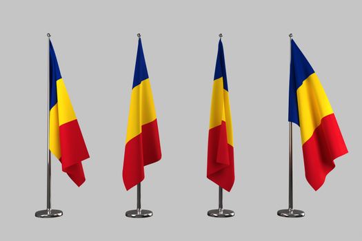 Romania indoor flags isolate on white background