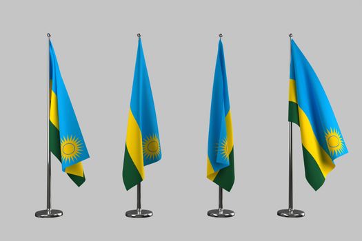 Rwanda indoor flags isolate on white background