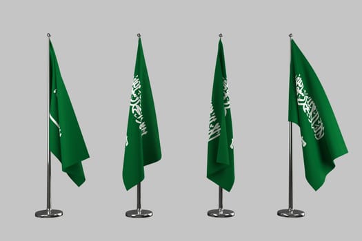 Saudi Arabia indoor flags isolate on white background