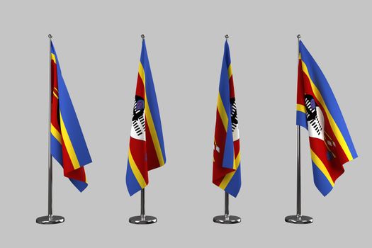 Swaziland indoor flags isolate on white background