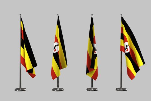 Uganda indoor flags isolate on white background