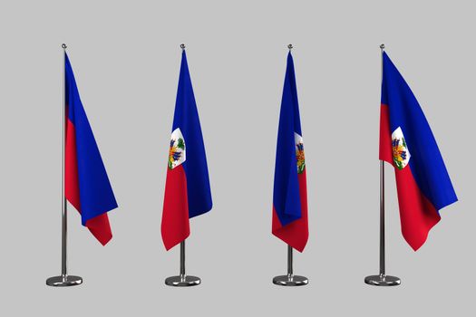 Haiti indoor flags isolate on white background