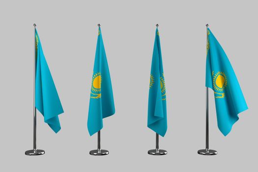 Kazakhstan indoor flags isolate on white background