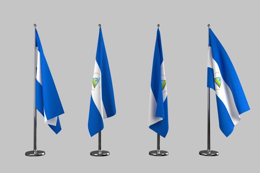 Nicaragua indoor flags isolate on white background