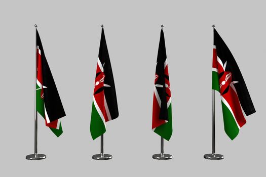 Kenya indoor flags isolate on white background