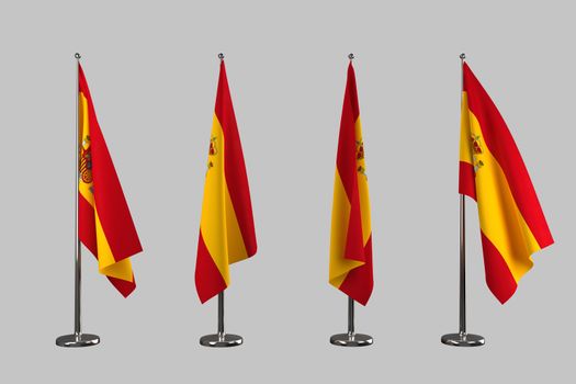 Spain indoor flags isolate on white background