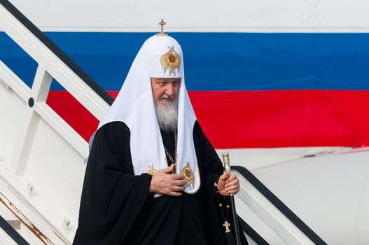 CUBA, Havana: Russian Orthodox Church Patriarch Kirill arrives at Jose Marti airport at Havana, Cuba, on February 11, 2016. He will meet with Pope Francis.