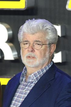 ENGLAND, London: Star Wars creator George Lucas attends the London premiere of Star Wars: The Force Awakens, at Leicester Square on December 16, 2015.Lucas said All of the premieres have always been in London, it's like coming home to an event.