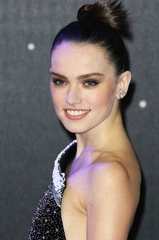 ENGLAND, London: Daisy Ridley attends the London premiere of Star Wars: The Force Awakens, at Leicester Square on December 16, 2015.