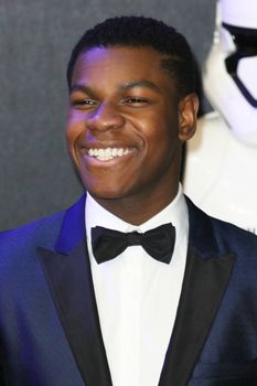 ENGLAND, London: Star John Boyega attends the London premiere of Star Wars: The Force Awakens, at Leicester Square on December 16, 2015.