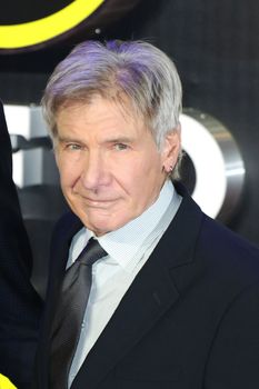ENGLAND, London: Harrison Ford who plays Han Solo, attends the London premiere of Star Wars: The Force Awakens, at Leicester Square on December 16, 2015. 