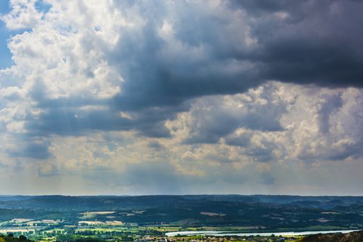 Threatening clouds over italian countryside