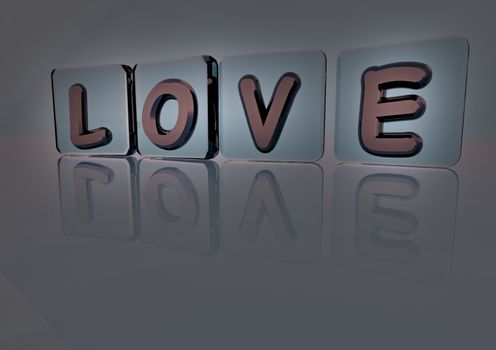 The LOVE word made of blocks with letters
