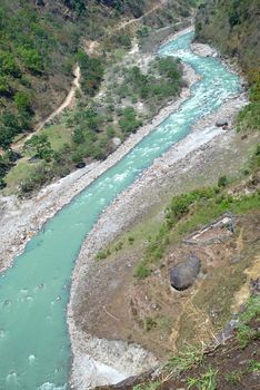 Marsyangdi river, pass through the Tibetan valley.