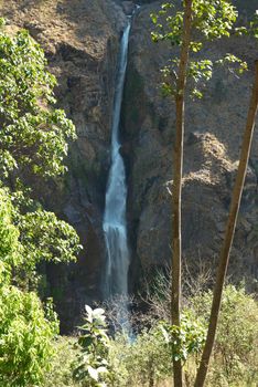 Beautiful high tibetan waterfall in the mountains