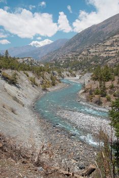 Marsyangdi river, pass through the Tibetan valley.