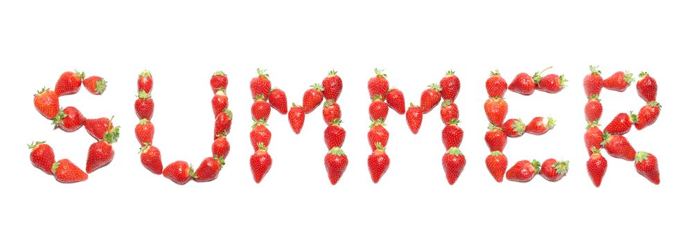 "SUMMER" word wrote by strawberry health alphabet