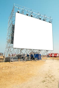 Empty billboard with the blue sky background