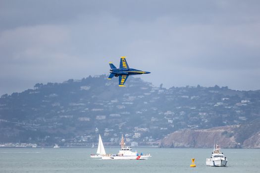 San Francisco, USA - October 8: US Navy Blue Angels during the show in SF Fleet Week on October 8, 2011 in San Francisco, USA.