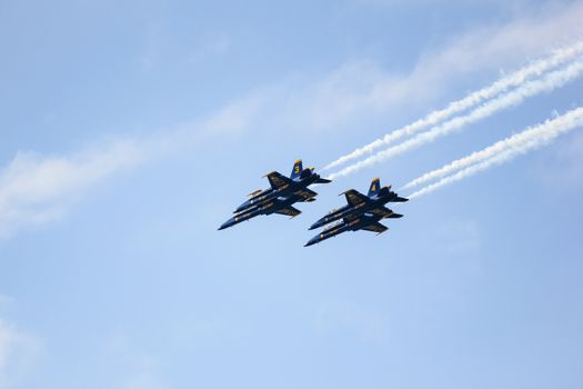 San Francisco, USA - October 8: Navy Blue Angels during the show in SF Fleet Week on October 8, 2011 in San Francisco, USA.