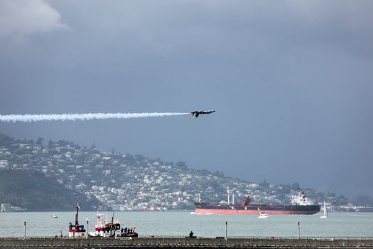 San Francisco, USA - October 8: US Navy Blue Angels during the show in SF Fleet Week on October 8, 2011 in San Francisco, USA.