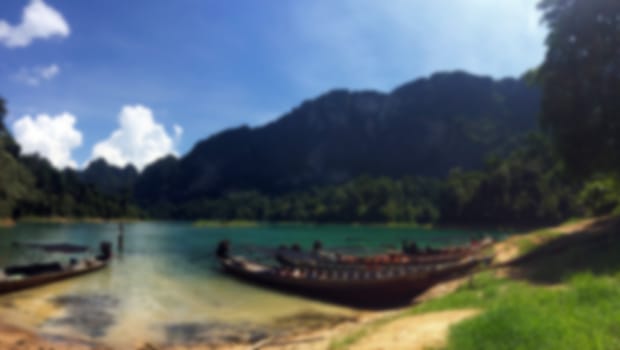 Boat parked in the lagoon.