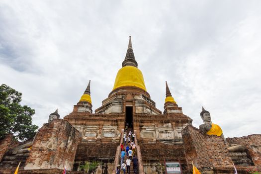 Pagoda of Wat Yai Chaimongkol, Ayutthaya. In the cloudy day