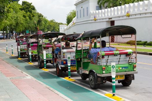 Row of TukTuk beside the grand palace, Bangkok