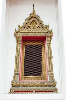 Window of Thai temple in Bangkok, Thailand