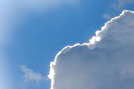 Clear sky and rim light at the cloud in the sunny day.