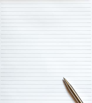 Notebook blank white page with pen.