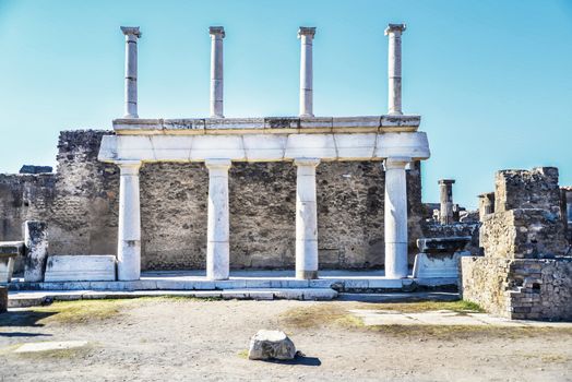 Roman archeologic ruins of the lost city of  Pompeii,  Italy