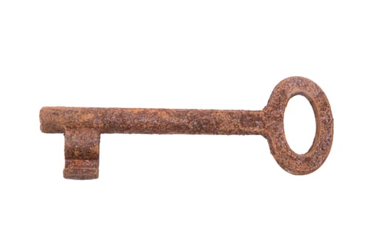 Old rusty key isolated on a white background