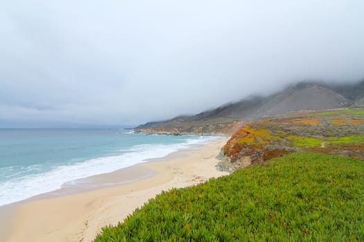 winter at the beach, highway 1, Big Sur, California, USA