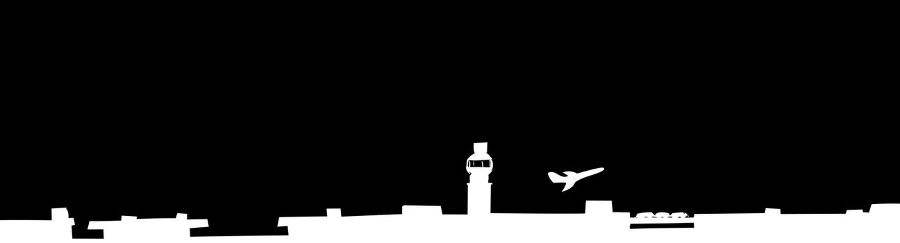 Black silhoutte background of plane taking off