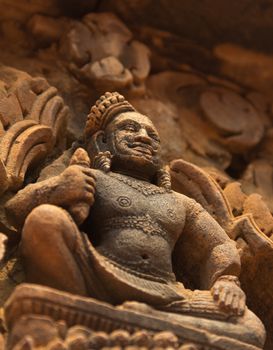 Bas-Relief at Bantey Srey Temple showing an proud God