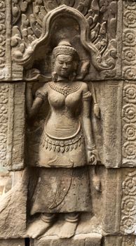 Bas-Relief at Ta Phrom temple showing a  Apsara