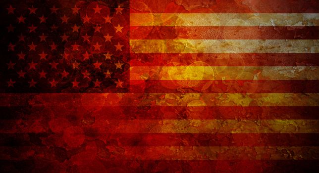 USA Flag Silhouette with Grunge Texture Background Illustration