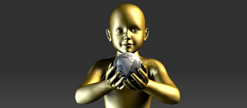 Child Holding Globe and Smiling At the Future